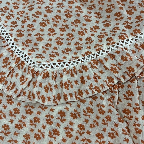 Madewell Floral Ruffle Blouse in Cream and Orange - Picture 10 of 14